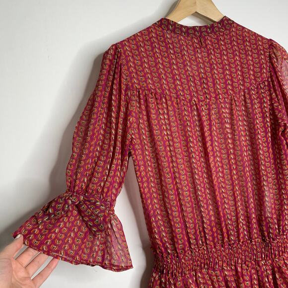 Misa Los Angeles Inge Printed Ruffle Mini Dress Womens Small New - Picture 11 of 16